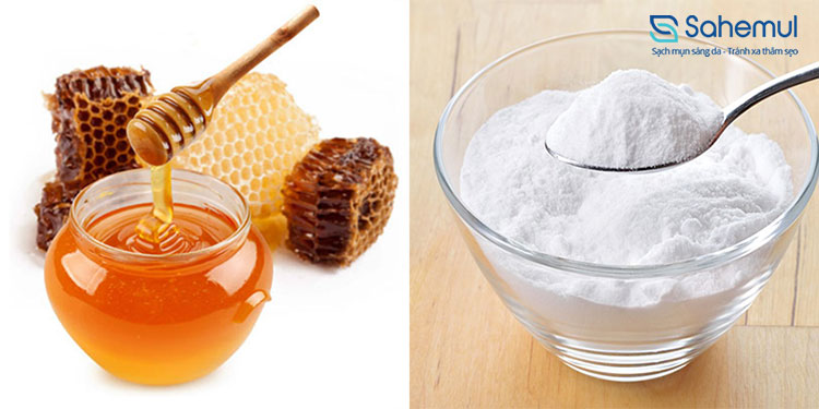 5. Mật ong kết hợp bột baking soda 1